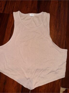 Garage Ribbed Cropped Tank Top - Light Taupe